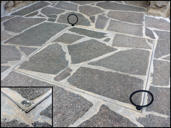 OLJNI JAŠEK - POKROV z dnom in jekleno armaturo 300 X 300 X 62mm INOX